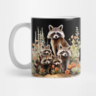 Raccoon Familly In Flowers Mug